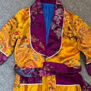 Kids Gold and Purple Embroidered kimono Robe